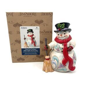 Jim Shore Heartwood Creek Snowman Swept Up In The Season Scarf Broom 6004142 NEW